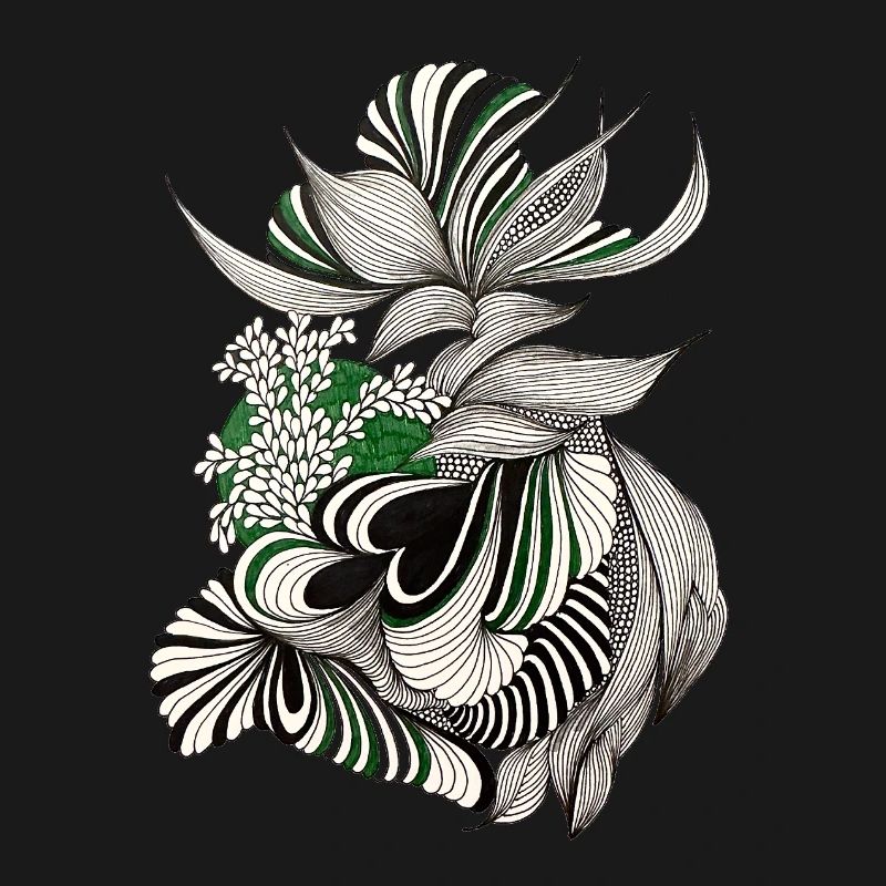 Green Lines Botanical Pattern