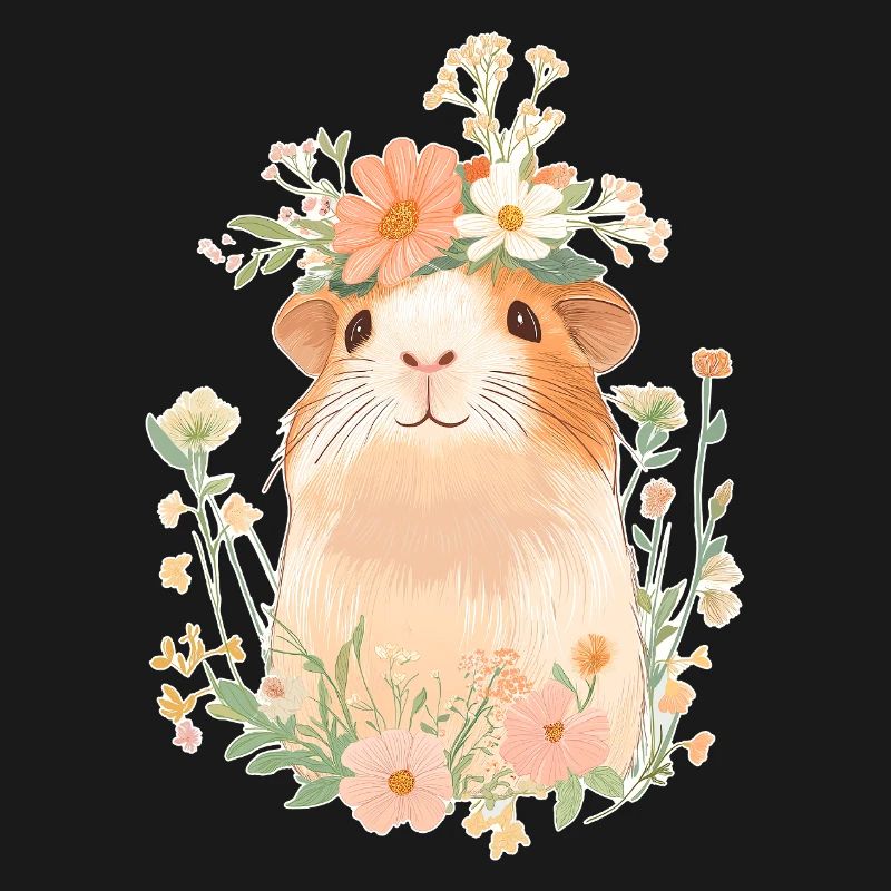 Cochon d’Inde avec des fleurs