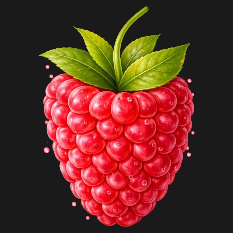 Fresh raspberry with leaves