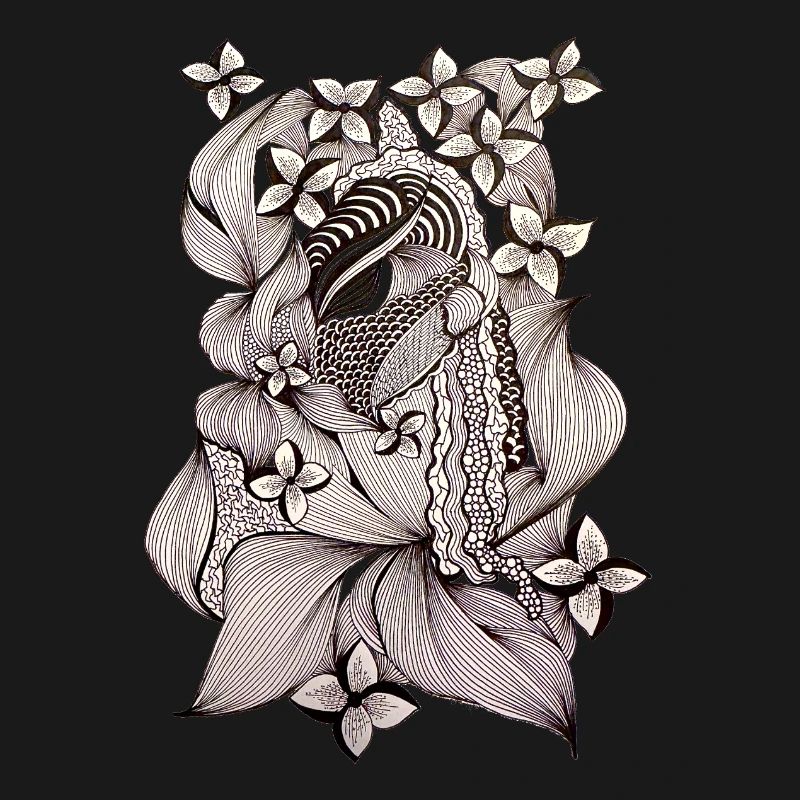 Zentangle Floral Pattern Black & White