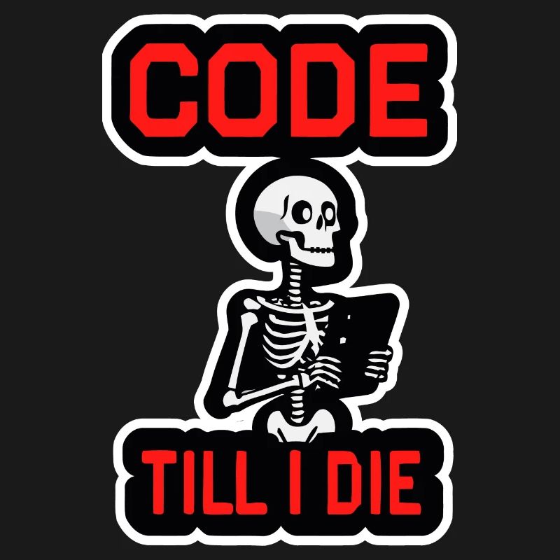 Squelette avec ordinateur CODE JUSQU’À CE QUE JE MEURE