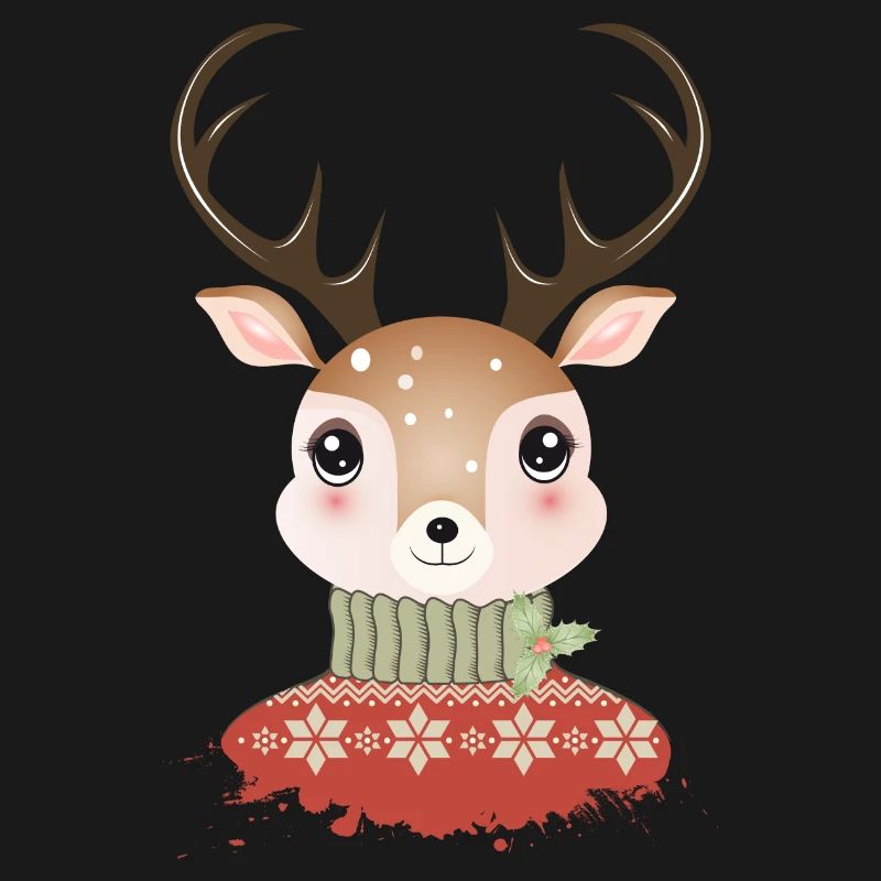 cerf chic mignon avec pull de Noël