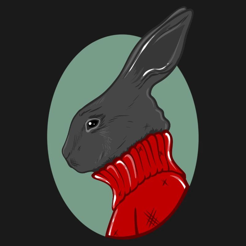 Lapin avec un pull rouge