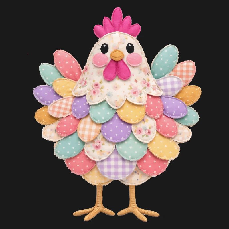 Cute Patchwork Hen Rustic Style