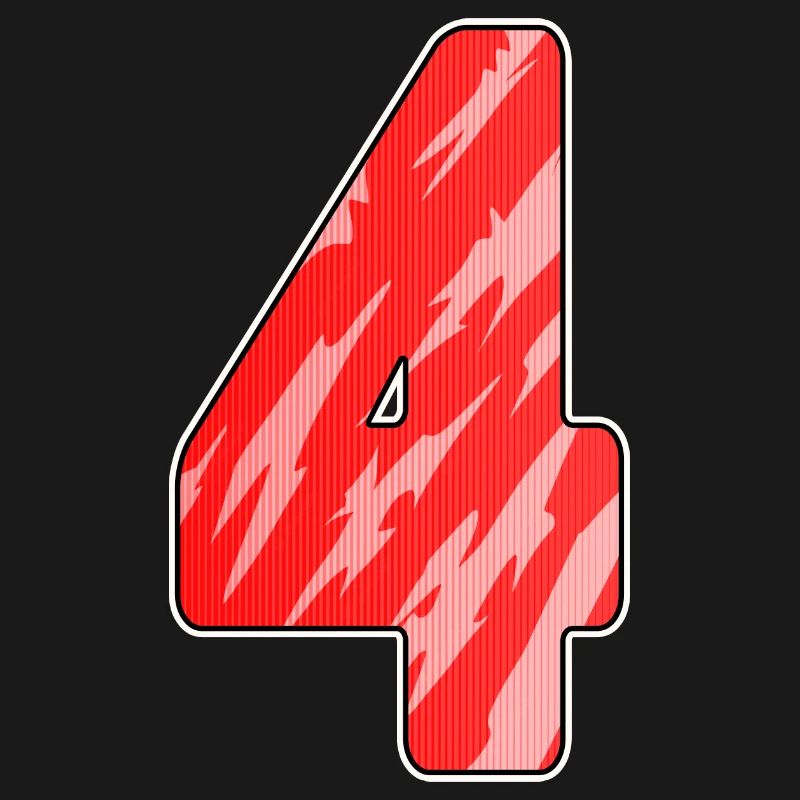 4 - Four Number Number Pattern Red