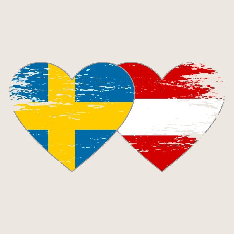 Suède Autriche Drapeau Coeur utilisé