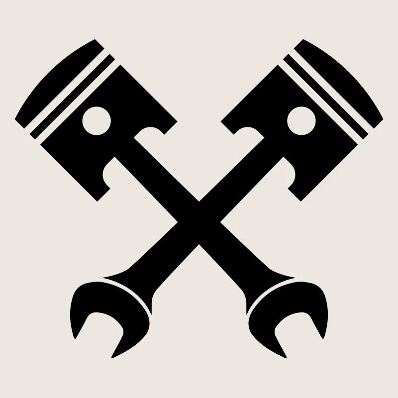 Crossed piston key emblem