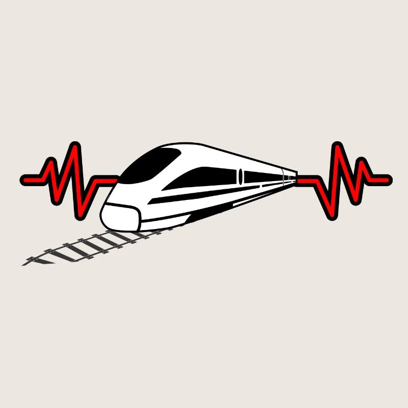 Heartbeat with train - railway worker, train driver design