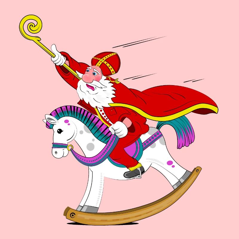 Sinterklaas sur cheval à bascule