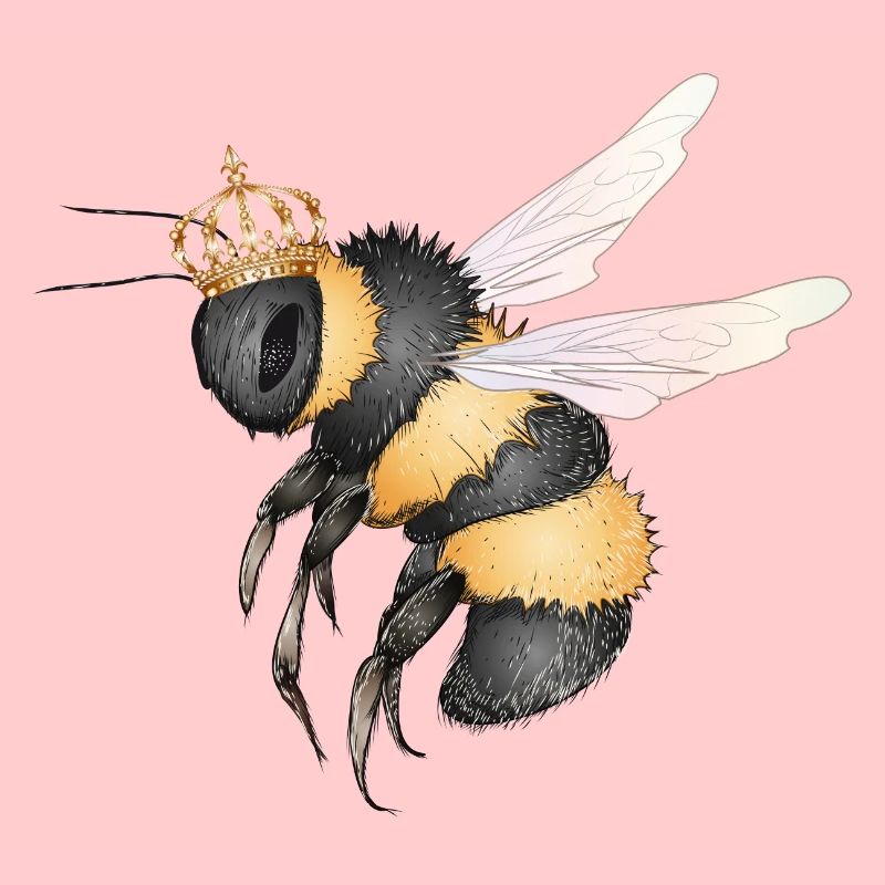 Zeichnung einer fliegenden Hummel mit Krone