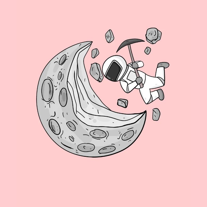 Astronaut Moon Crescent