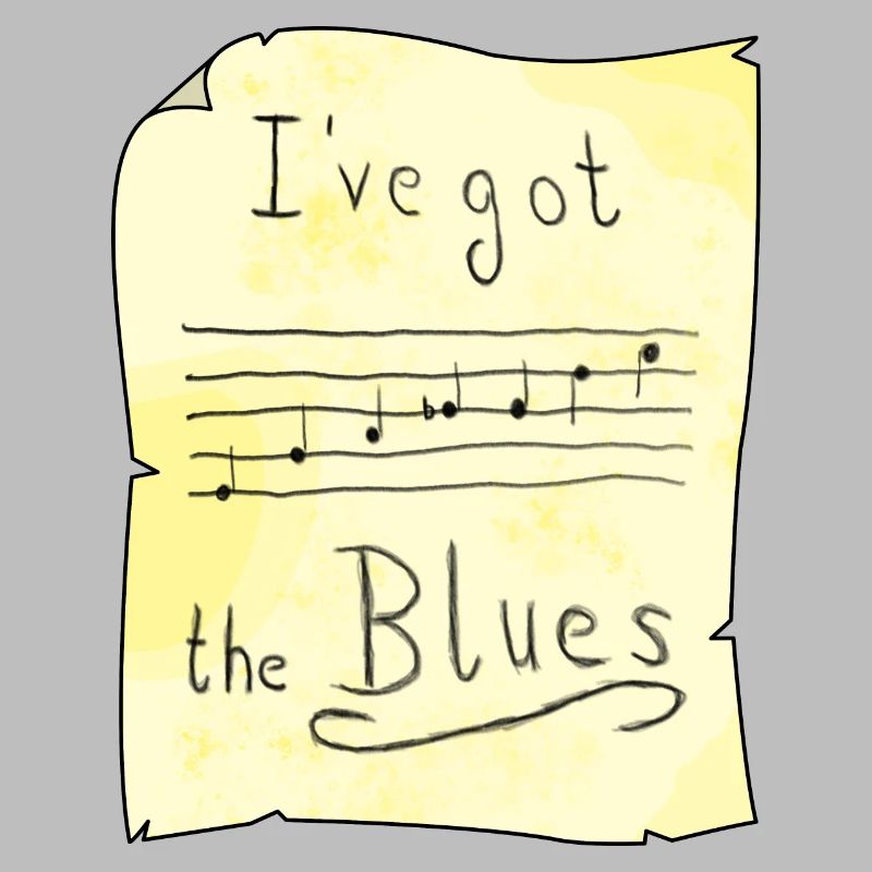 Blues Tonleiter in E auf Papier - hell