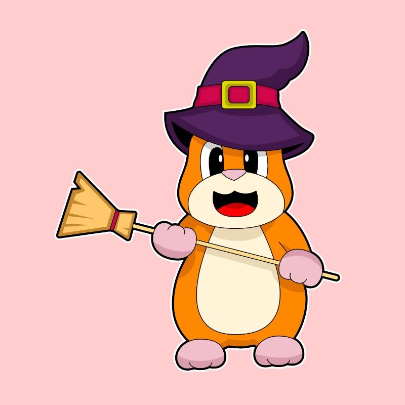 Hamster Halloween Witch Broom