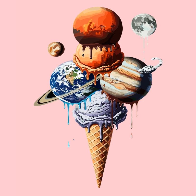 Planeten Eiscreme Waffel Kosmische Einskugel