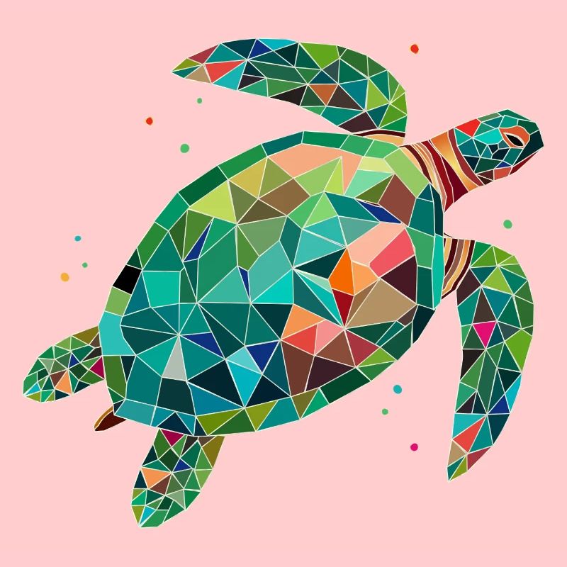 Tortue d’eau colorée - Conception de mer colorée