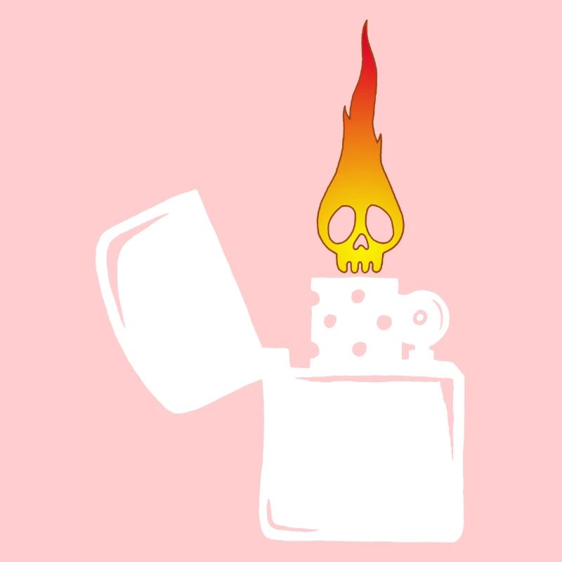 flaming skull and white lighter
