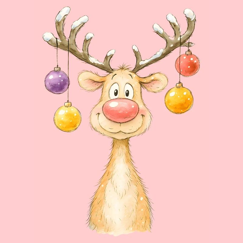 Conception d’aquarelle de renne de Noël mignon