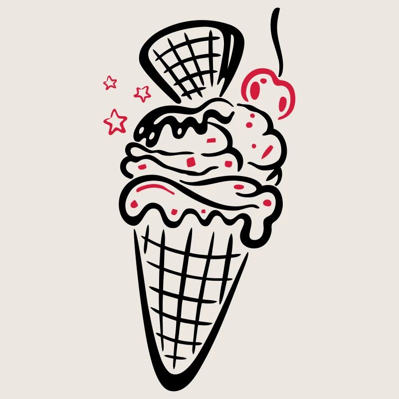 Eis, Eiswaffel mit Kirsche