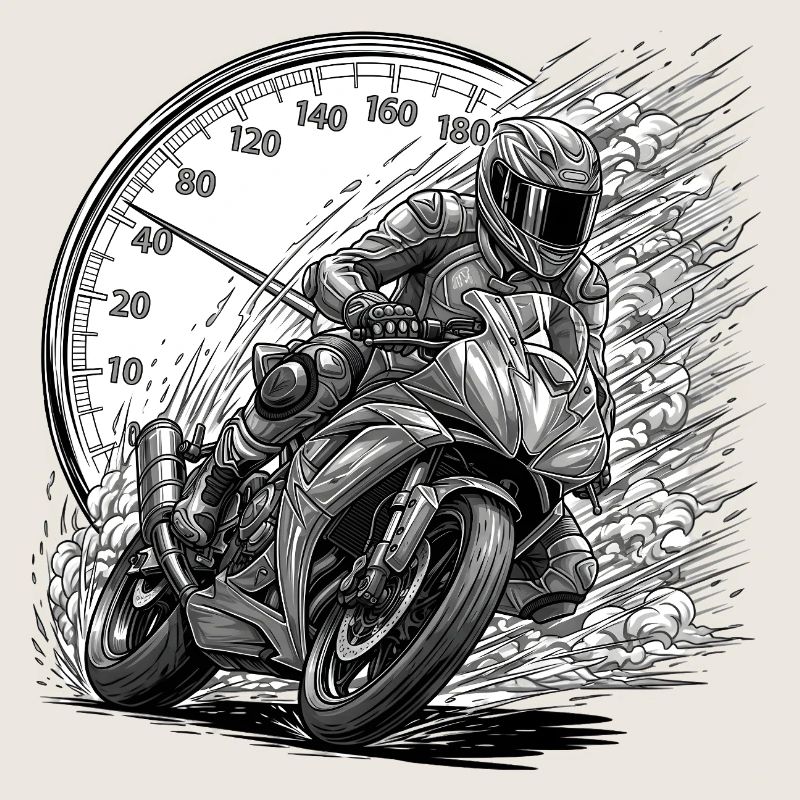 Biker, der von Geschwindigkeit angetrieben wird