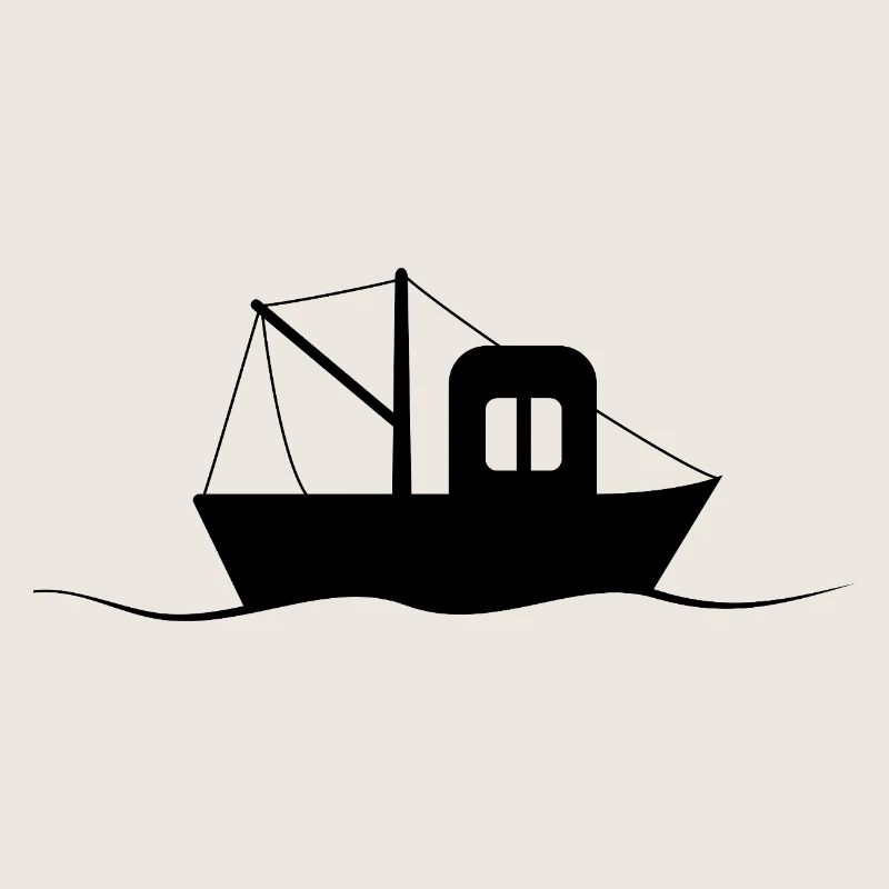 Silhouette de cotre de pêche, petit navire