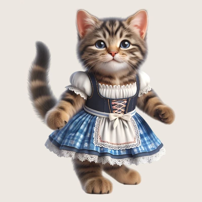 Mignon petit chat en dirndl