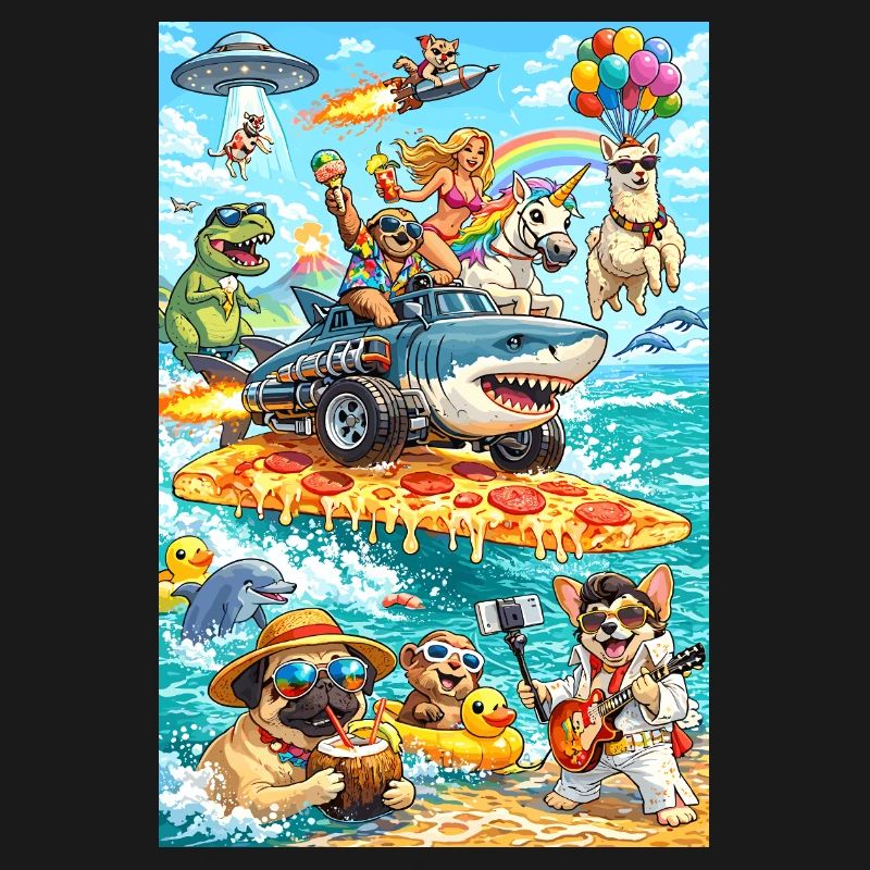 Dino Einhorn Pizza Beach
