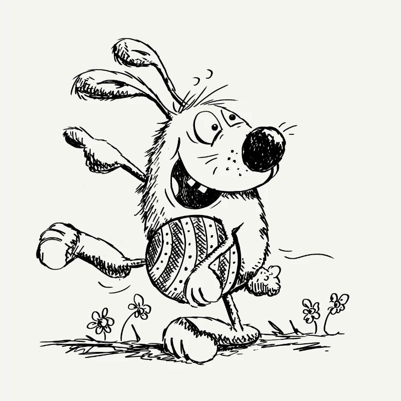 Funny easter bunny with easter egg - easter
