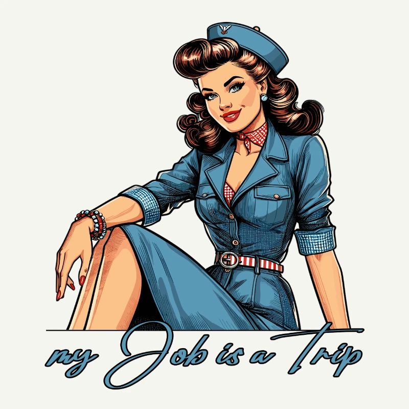 Pin Up Retro Stewardess Beruf Reise Geschenk