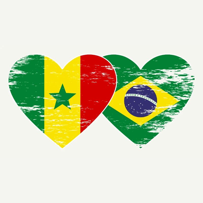 Sénégal Brésil Drapeau Mains Coeur Forme Utilisé