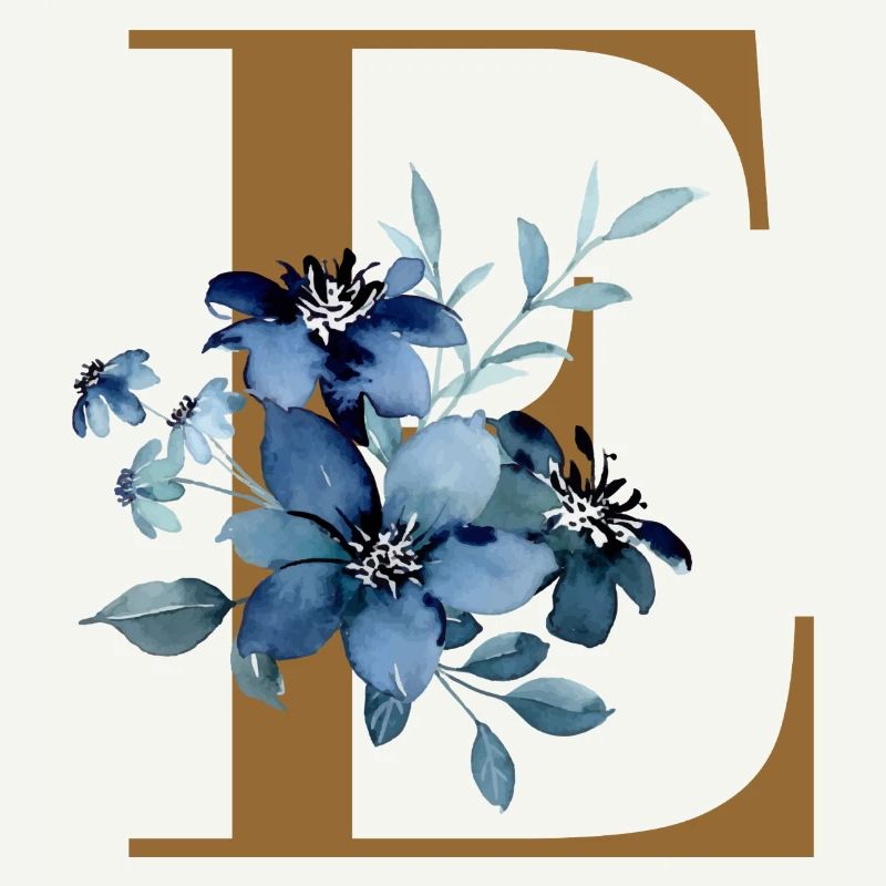 E floral – Lettre dorée avec des fleurs