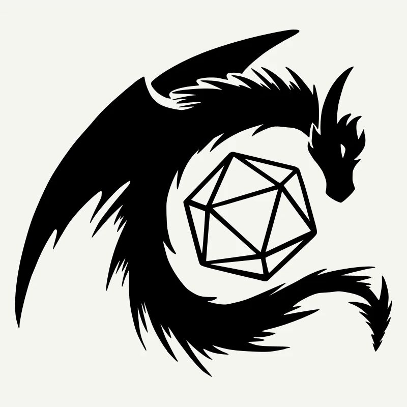 Dragon with D20 Dice