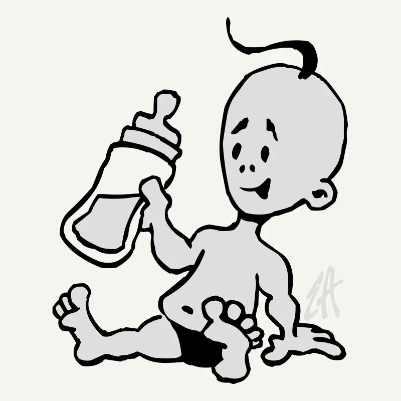 Baby with a milk bottle
