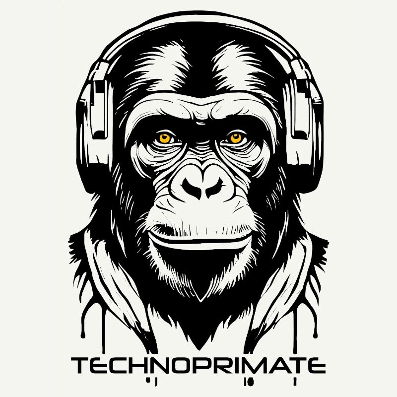 Techno Primate Headphone Ape Art #1 Black