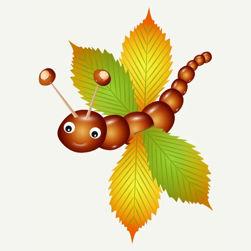Papillon de châtaignes et de feuilles de châtaignier