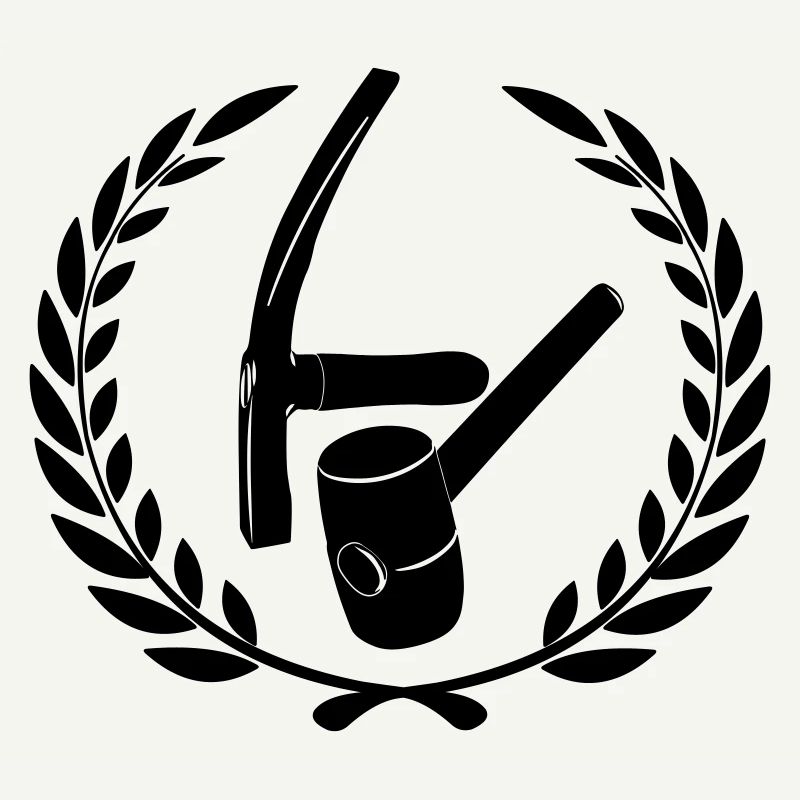 Pflastererlogo in Lorbeerkranz
