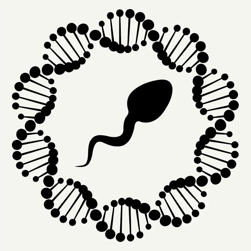 DNA-Strang im Kreis mit Spermien