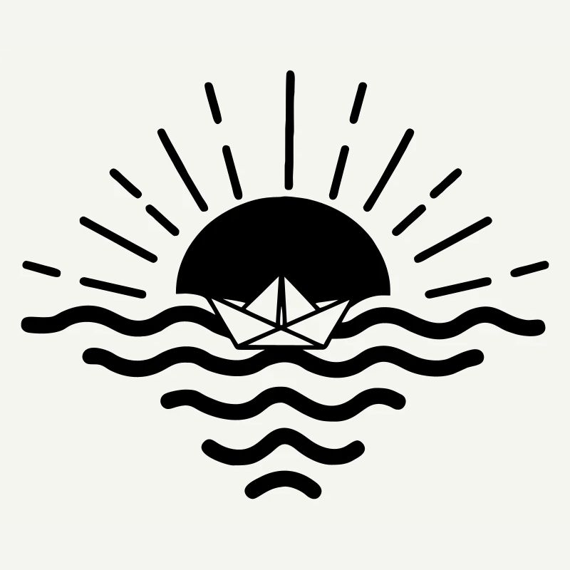 Coucher de soleil sur un bateau en papier