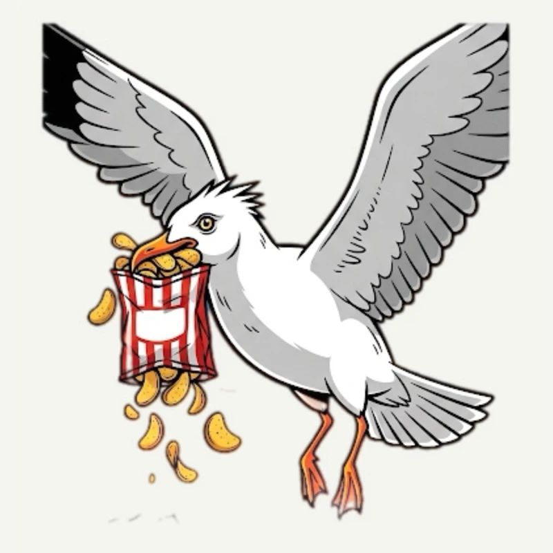Möwe mit Chips Snack Design