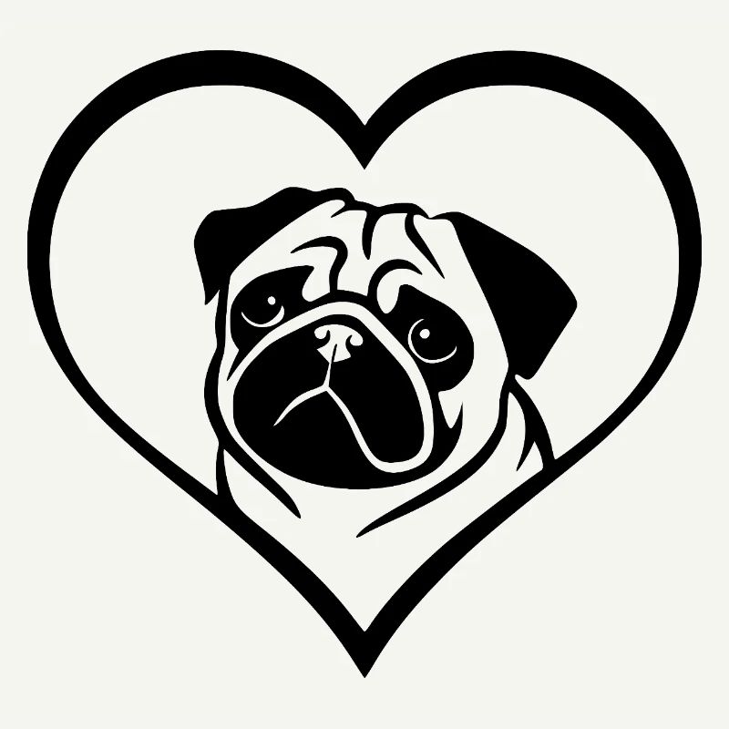 Niedliche Mops Herz Hund Kunst