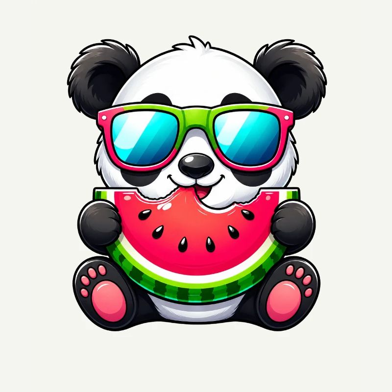 Panda mignon avec motif de dessin animé pastèque