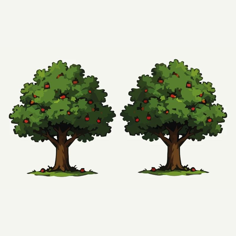 Double tree with red apples