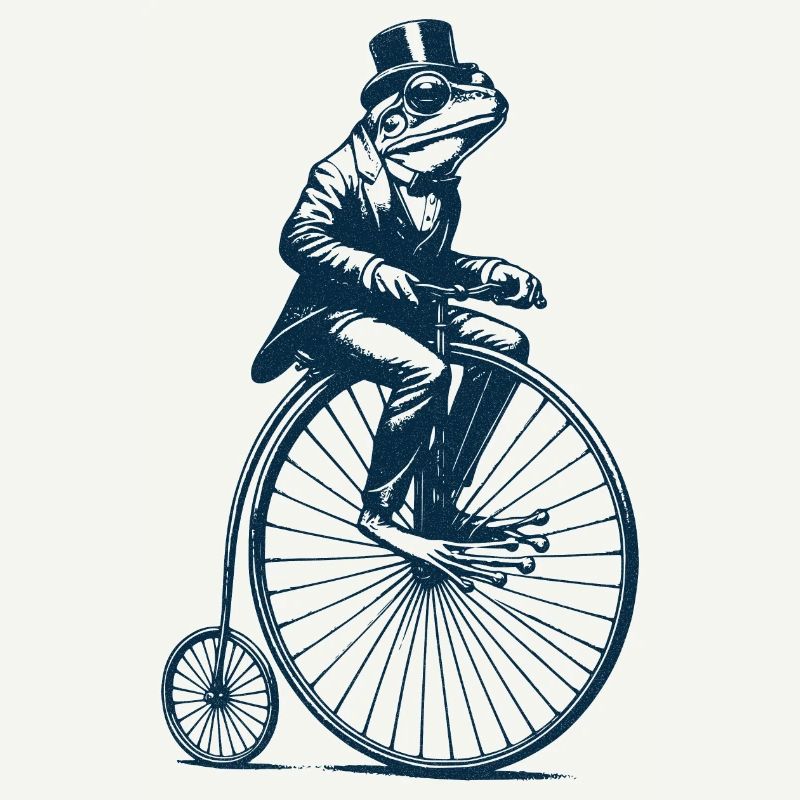 Grenouille sur un penny-farthing