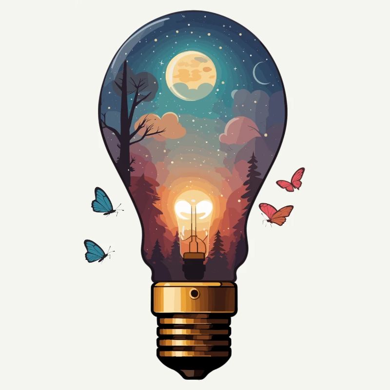 Light bulb with moonlight