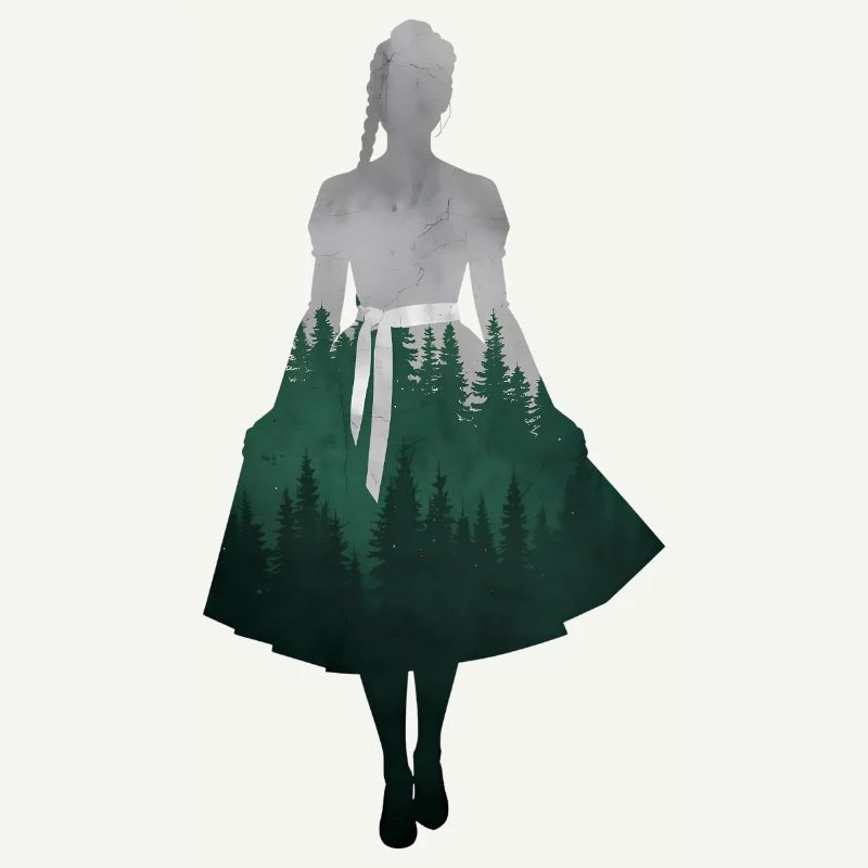 Dirndl Silhouette avec forêt – Style alpin élégant