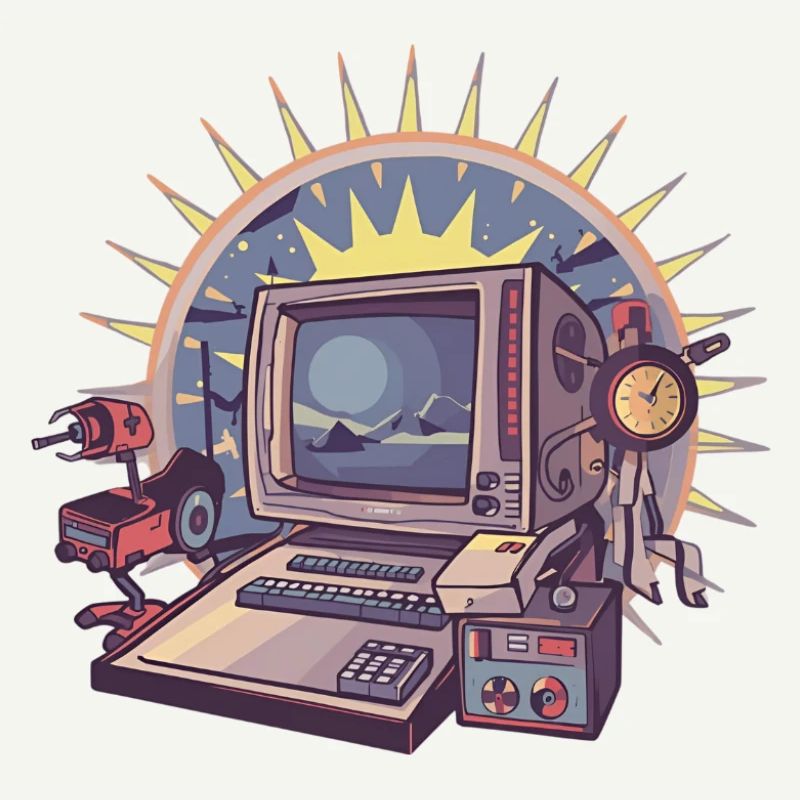 Futuristischer Computer mit Retro-Elementen
