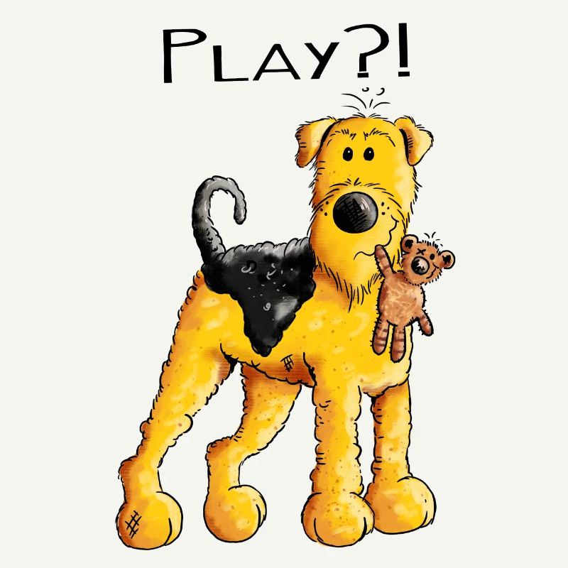 Play Airedale Terrier mit Teddy - Comic - Fun