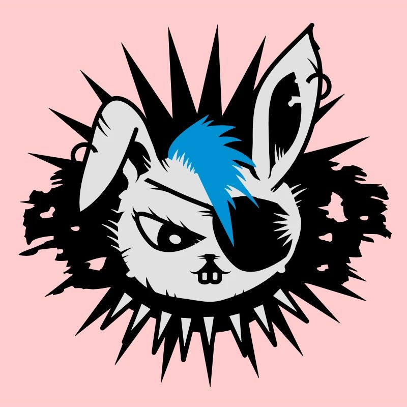 rabbit with an eye patch and a mohawk