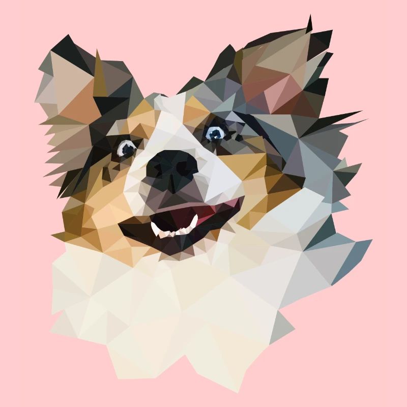 Australian Shepherd, Blue Merle, Polygon Style