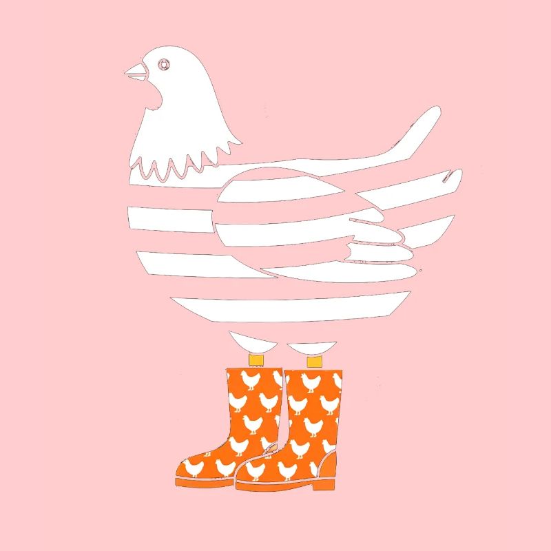 Poulet rayé en bottes orange