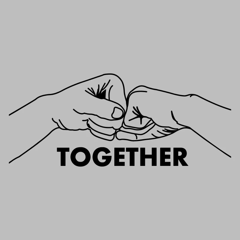 Hand gesture collaboration teamwork with text together